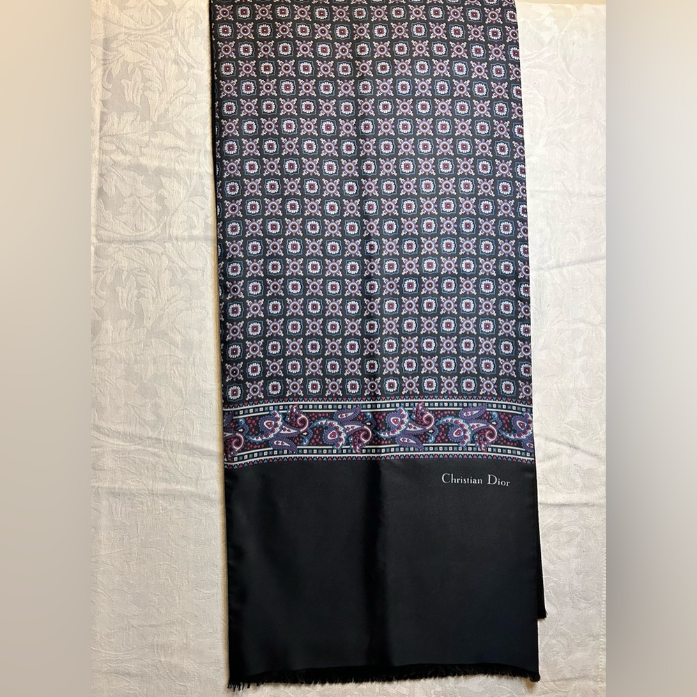Christian Dior Scarf 100% silk front, 100% wool back